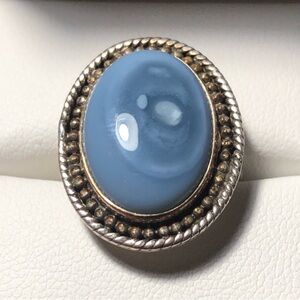Owyhee Blue Opal & Sterling Silver Ring, Gemstone Ring Size 5.75